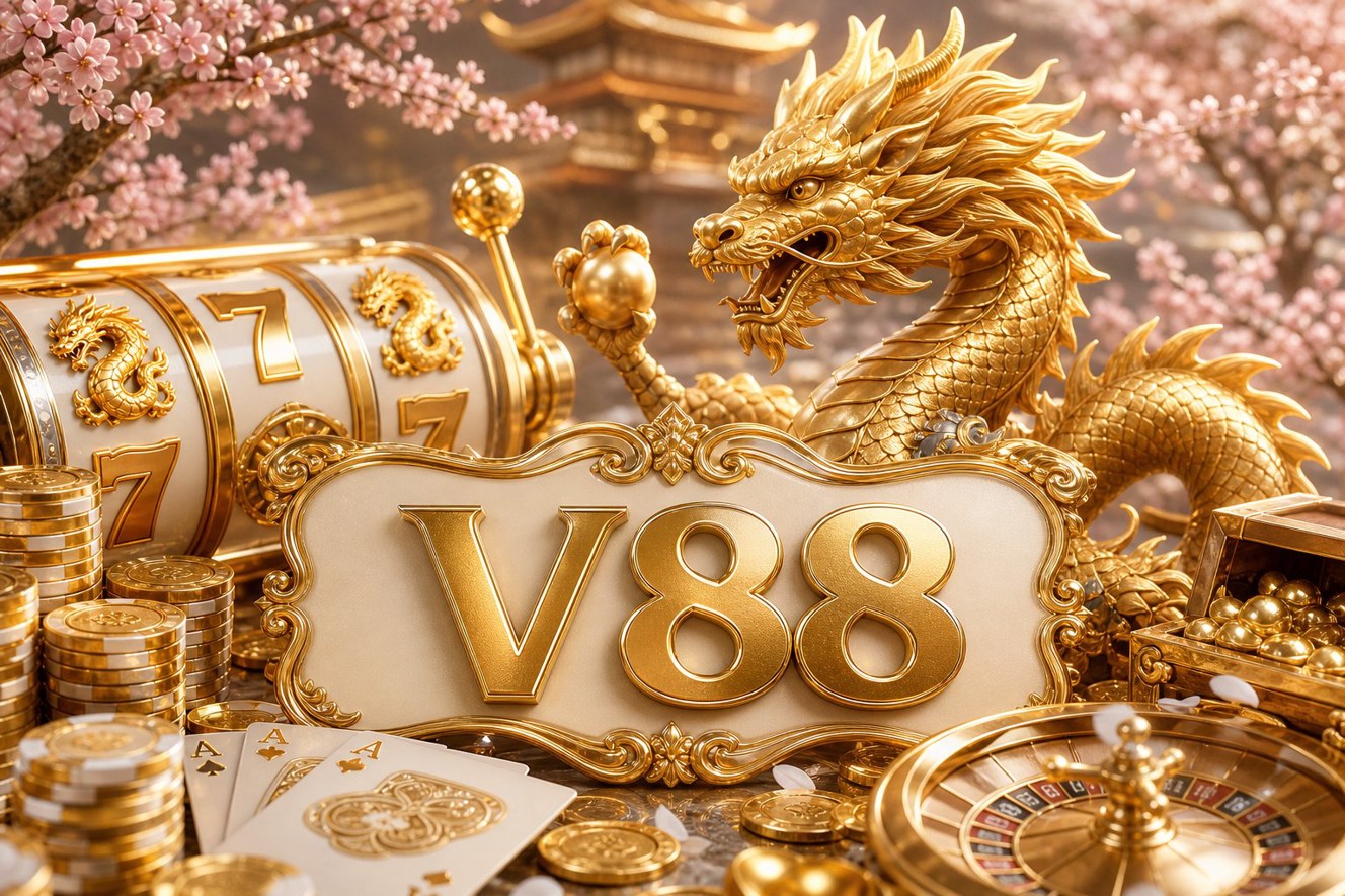 Ilustrasi meja redaksi hiburan digital menyusun panduan permainan daring V88